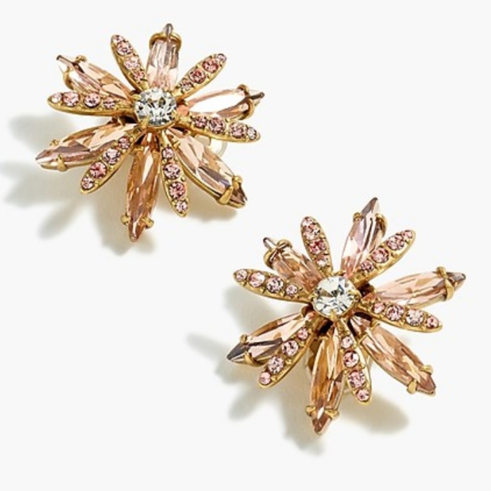 J. CREW Crystal Flower Earring in Jasmine Frost NWT